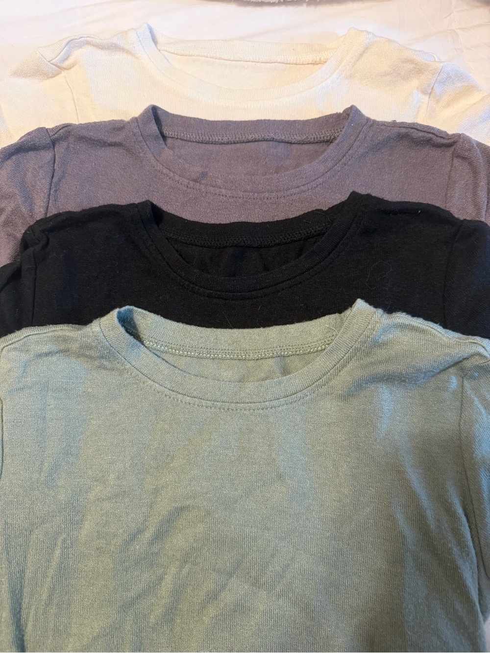 4 Pack Soft Knit Baby Tees ~ white, grey, black, matcha 🍵